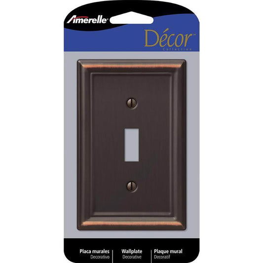 Amerelle Chelsea Aged Bronze 1 gang Stamped Steel Toggle Wall Plate 149TDB 1 pk