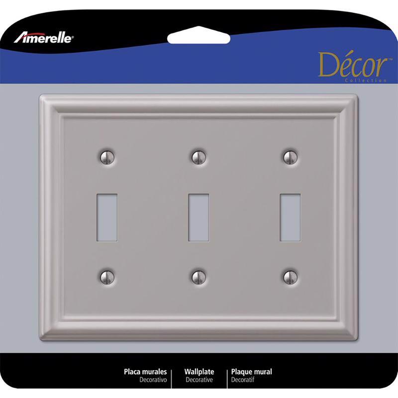 Amerelle Chelsea Brushed Nickel 3 gang Stamped Steel Toggle Wall Plate 149TTTBN 1 pk