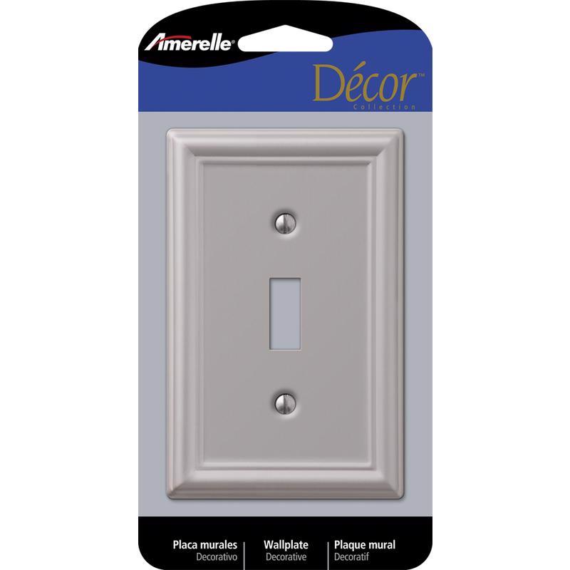 Amerelle Chelsea Brushed Nickel 1 gang Stamped Steel Toggle Wall Plate 149TBN 1 pk
