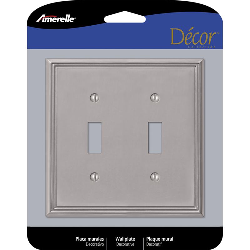 Amerelle Metro Brushed Nickel 2 gang Die-Cast Metal Toggle Wall Plate 77TTBN 1 pk