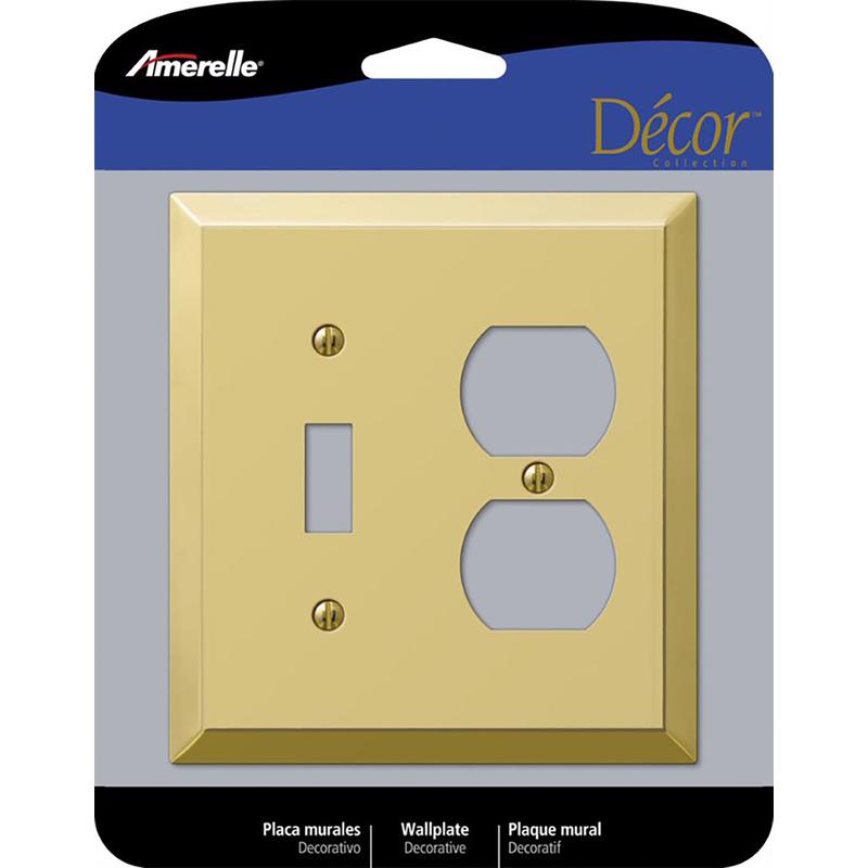 Amerelle Century Polished Brass 2 gang Stamped Steel Duplex/Toggle Wall Plate 163TDBR 1 pk