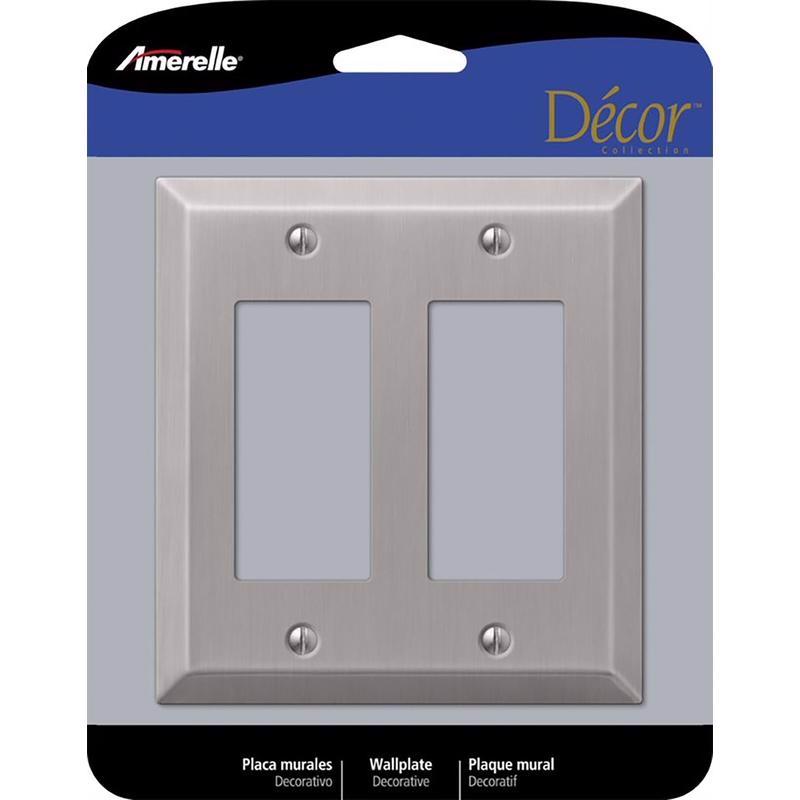Amerelle Century Brushed Nickel 2 gang Stamped Steel Decorator Wall Plate 163RRBN 1 pk