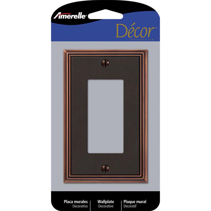 Amerelle Metro Aged Bronze 1 gang Die-Cast Metal Decorator Wall Plate 77RDB 1 pk