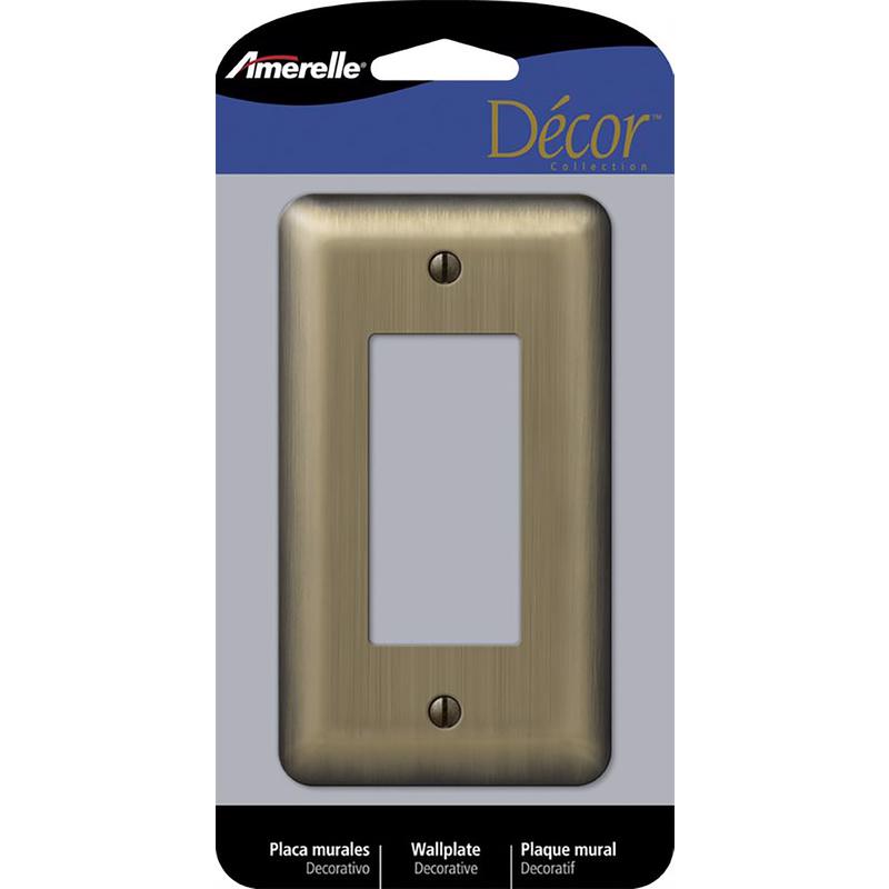 Amerelle Devon Brushed Brass 1 gang Stamped Steel Decorator Wall Plate 154R 1 pk
