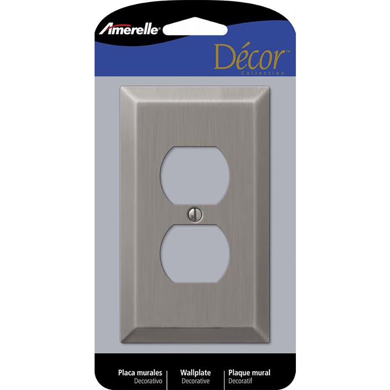 Amerelle Century Antique Nickel 1 gang Stamped Steel Duplex Wall Plate 163DAN 1 pk