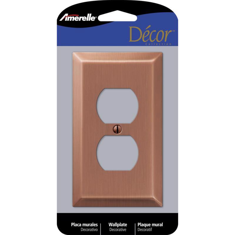Amerelle Century Antique Copper 1 gang Stamped Steel Duplex Wall Plate 163DAC 1 pk