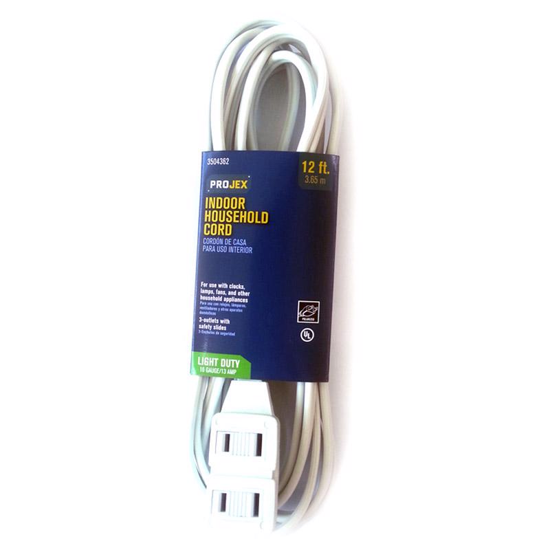 Projex Indoor 12 ft. L White Extension Cord 16/2 SPT-2 IN162PT212WHP