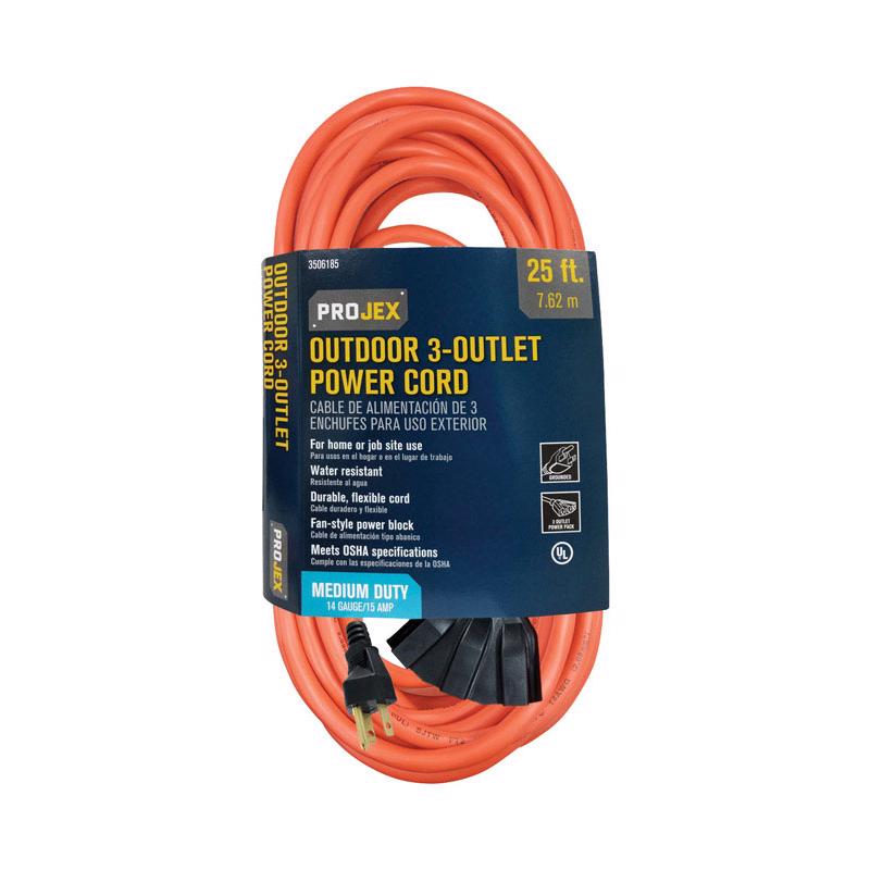 Projex Indoor or Outdoor 25 ft. L Orange Extension Cord 14/3 SJTW 10P-001-025FOGP