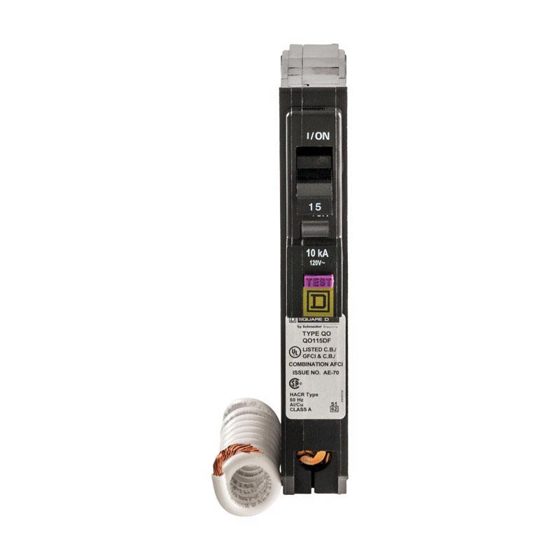 Square D QO 15 amps Arc Fault/Ground Fault Single Pole Circuit Breaker QO115DFC