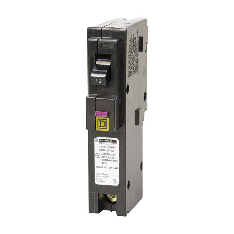 Square D HomeLine 15 amps Arc Fault/Ground Fault Single Pole Circuit Breaker — Model HOM115PDFC