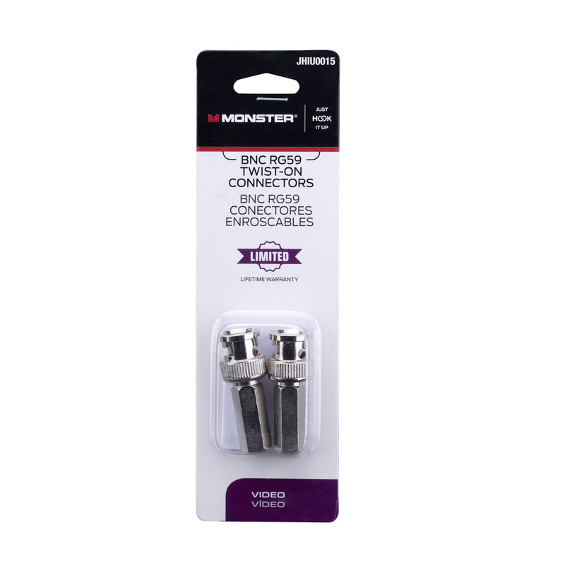 Monster Just Hook It Up Twist-On BNC Coaxial Connector JHIU0015 2 pk