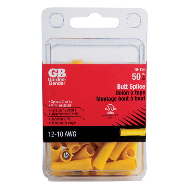 Gardner Bender 12-10 Ga. Insulated Wire Butt Splice Yellow 10-126 50 pk