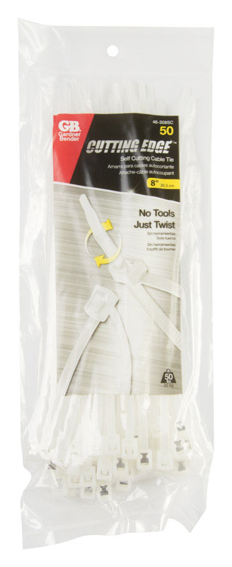 Gardner Bender 8 in. L Clear Self-Cutting Cable Tie 46-308SC 50 pk