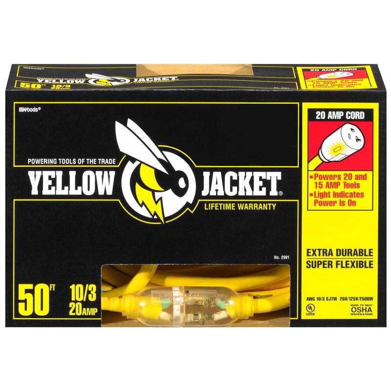 Coleman Cable Yellow Jacket Outdoor 50 ft. L Yellow Extension Cord 10/3 SJTW 2991, Pack of 2