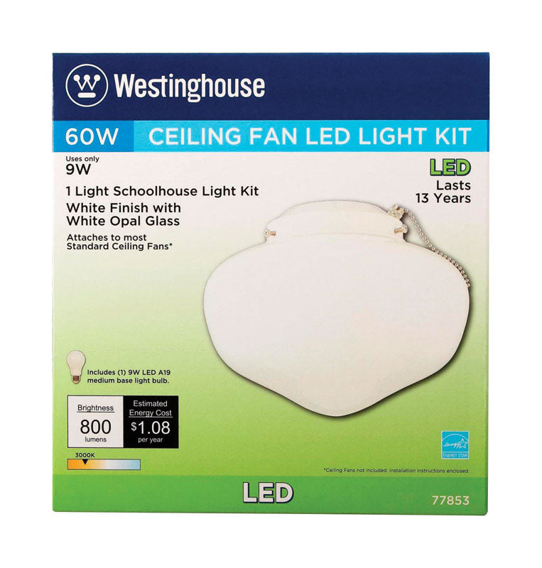 Westinghouse Semi-Gloss White Schoolhouse Ceiling Fan Light Kit 7785300