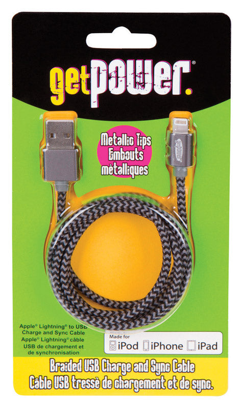 GetPower 3 ft. L Lightning Cable GP-USB-BRL 1 pk, Pack of 6