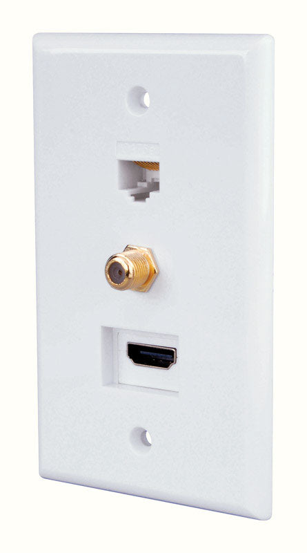 Monster Just Hook It Up White 1 gang Plastic Coaxial Wall Plate JHIU0071 1 pk