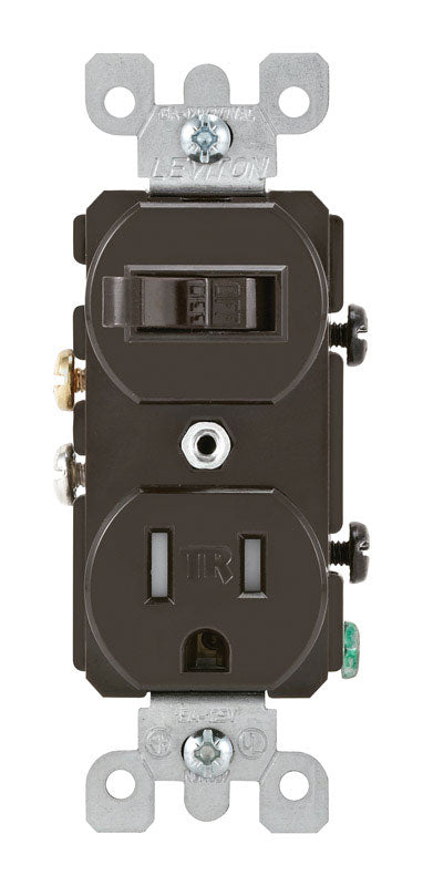 Leviton 15 amps 120 V Brown Combination Switch/Outlet 5-15R T5225 1 pk