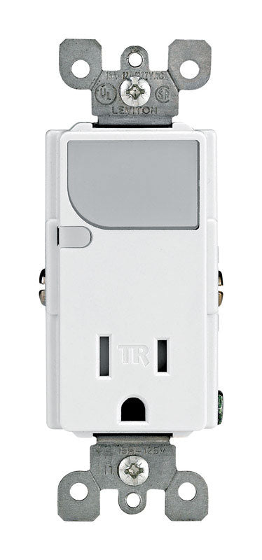 Leviton Decora 15 amps 125 V White Outlet/Guide Light 5-15R T6525-00W 1 pk
