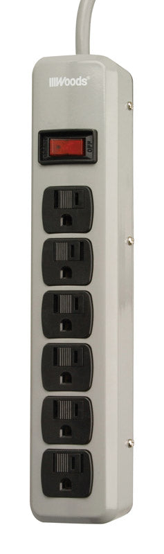 Southwire Woods 5 ft. L 6 outlets Power Strip Gray 41386