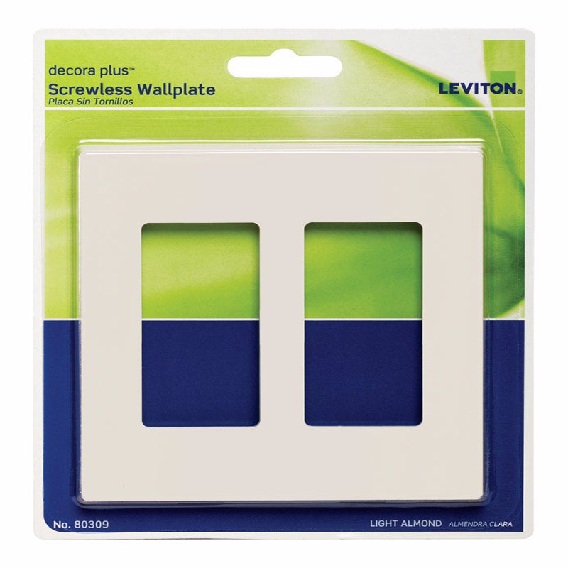 Leviton Decora Plus Almond 2 gang Polycarbonate Decorator Screwless Wall Plate 80309-T 1 pk