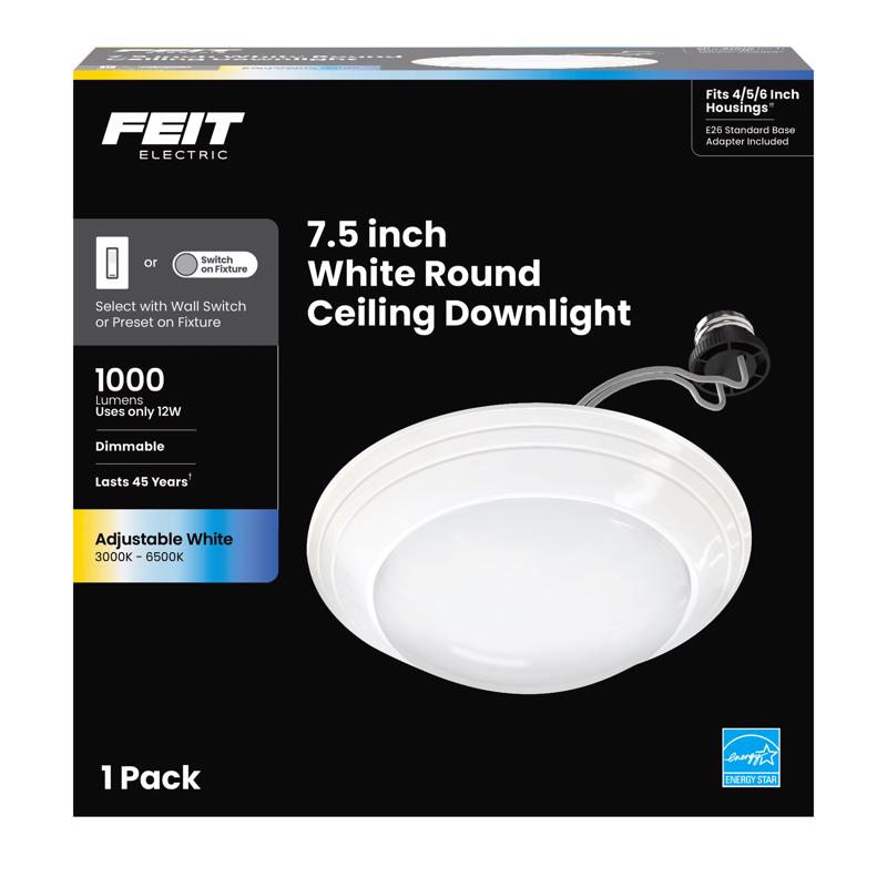 Feit White 7.6 in. W LED Disklight Retrofit Kit 12 W 74006/6WYCA