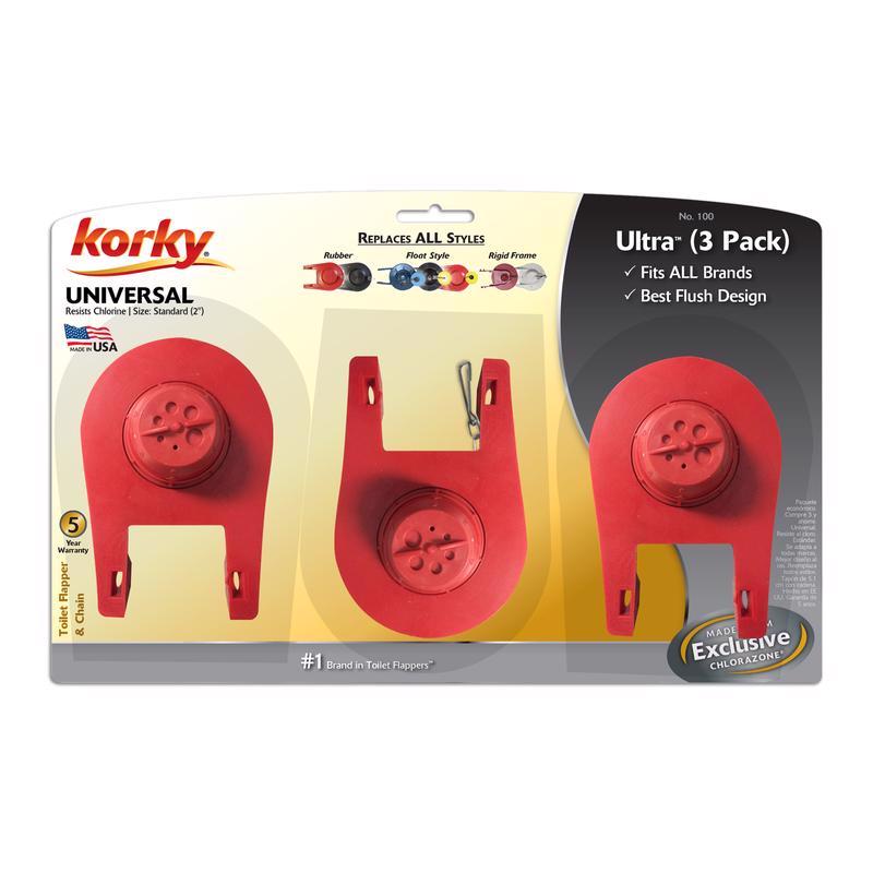 Korky Flapper and Chain Red Rubber For Universal 100TP