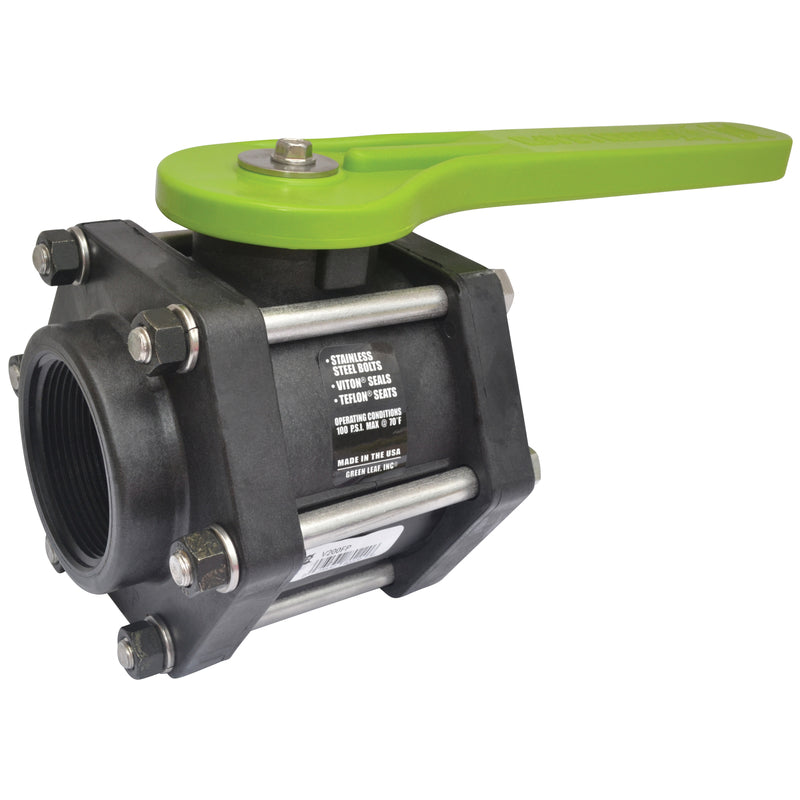 Green Leaf 2 in. Polypropylene FNPT Ball Valve Full Port Lever V200FP