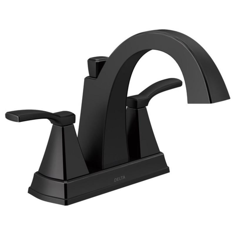 Delta Flynn Matte Black Traditional Centerset Bathroom Sink Faucet 4 in. 25768LF-BL