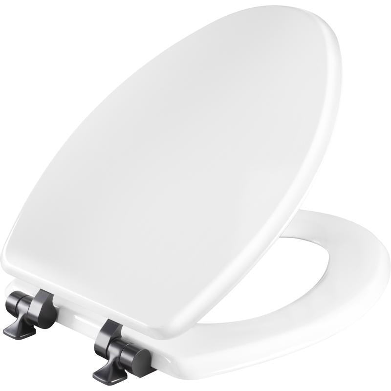 Mayfair by Bemis Benton Slow Close Elongated White Enameled Wood Toilet Seat 126MBSL 000