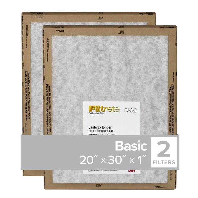 Filtrete 20 in. W X 30 in. H X 1 in. Synthetic 2 MERV Flat Panel Filter FPL22-2PK-24 2 pk, Case of 24