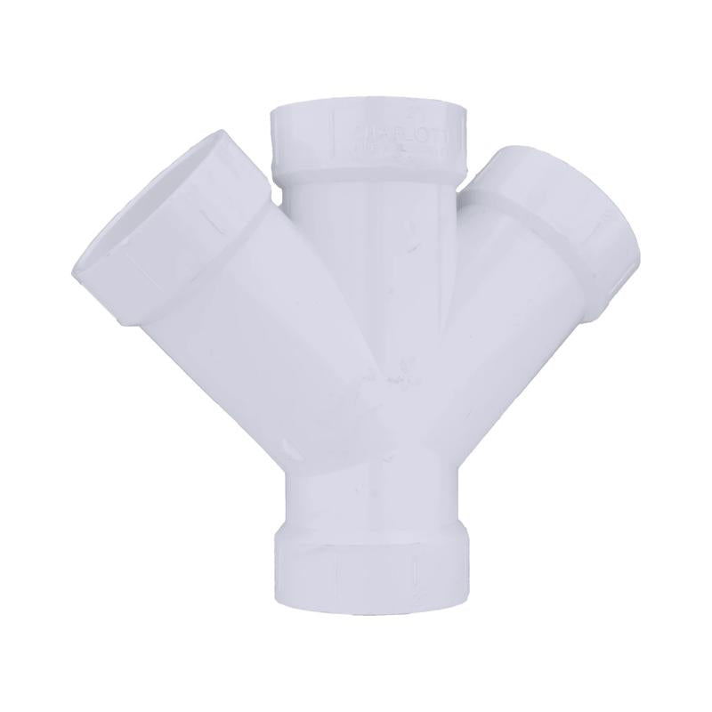 Charlotte Pipe Schedule 40 2 in. Hub X 2 in. Hub PVC Double Wye 1 pk — End 3 Diameter 2 PVC006110800