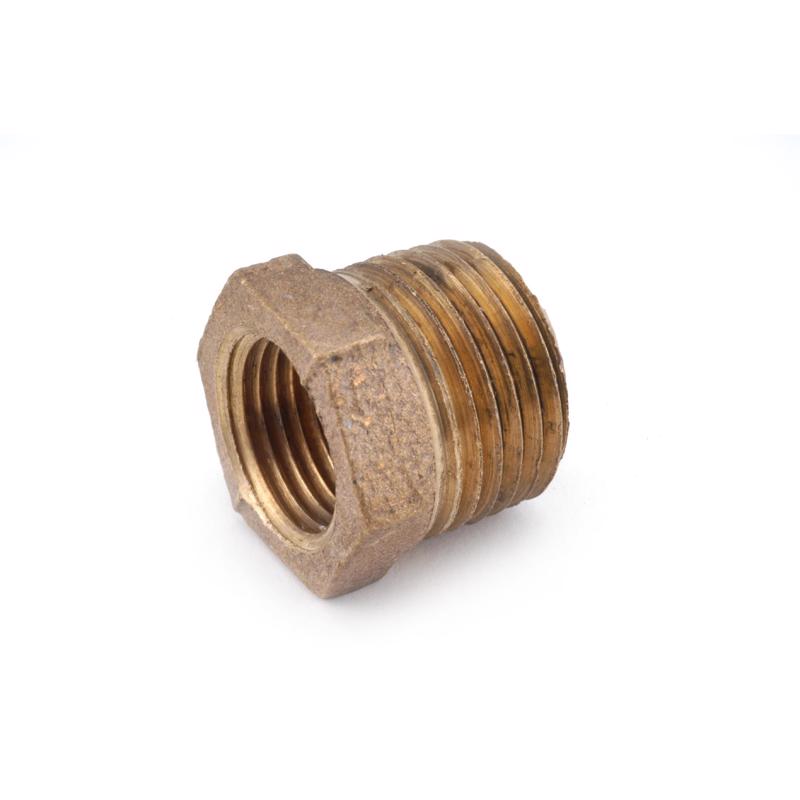 Anderson Metals Red Brass Hex Bushing, 1/2 in. MPT x 3/8 in. FPT, 738110-0806
