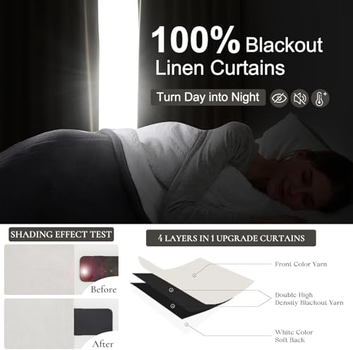 Birch 70 Inches Extra Wide 92 Inch Long Blackout Curtains 2 Panels Set