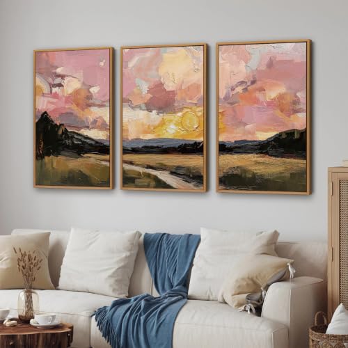 Abstract Sunset Cloudscape Framed Canvas Wall Art Set