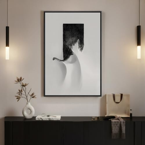 Framed Modern Black and White Abstract Wall Art