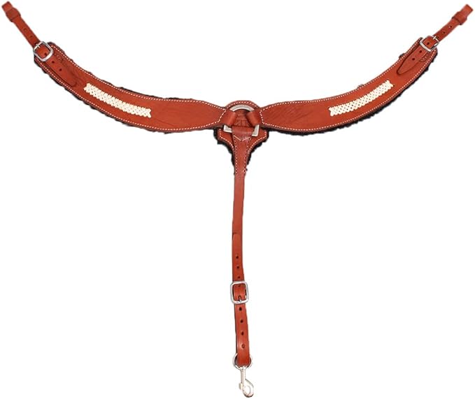 Western Horse Breast Collar - Hand-Tooled Leather Tack for Barrel Racing, Roping & Trail Riding - Durable Adjustable Fit - Rodeo & Show-Quality Equestrian Gear