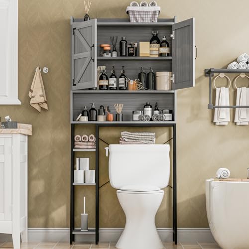 Farmhouse Over The Toilet Storage Cabinet with Barn Doors