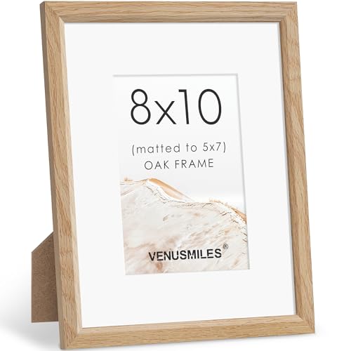 8x10 Picture Frame Natural Solid Oak Photo Frames with 5x7 Removable Mat Wall Hanging Large Handcrafted Frame with HD Plexiglass Wall and Tabletop Display Large Poster Frame