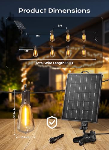151FT Solar String Lights Outdoor (151 Foot)