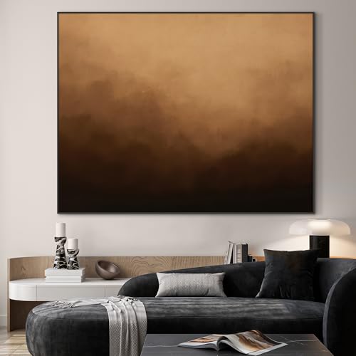 36"x46" Extra Large Framed Wall Art Warm Earth Tones Abstract Landscape Illustration for Home Living Room Bedroom Decor