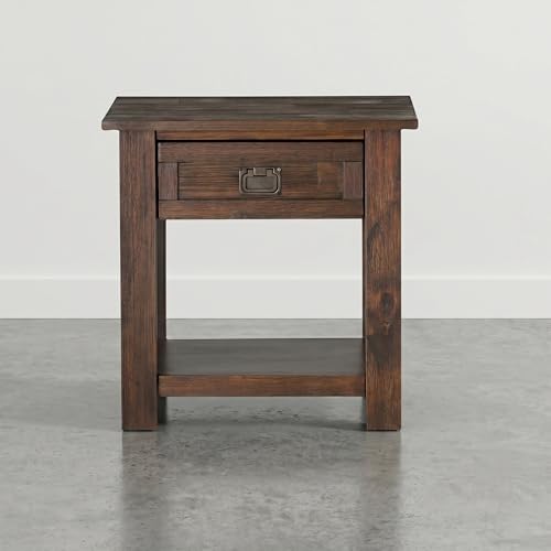 Monroe 22" Wide Solid Wood End Table in Distressed Ash Brown