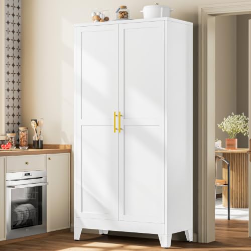79" Tall White Kitchen Pantry Cabinet