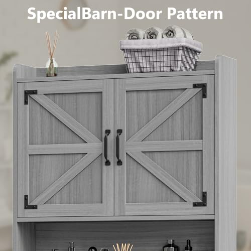Farmhouse Over The Toilet Storage Cabinet with Barn Doors