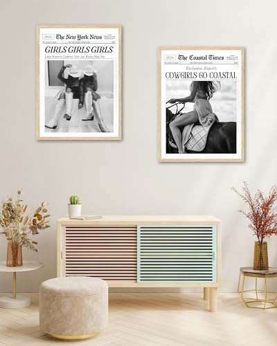 8x10in Cowgirls Go Coastal Framed Newspaper Wall Art