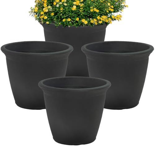 Sunnydaze Anjelica 15.25'' Large Plastic Planter Pot for Plants (4 Count)