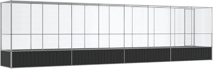 Outdoor Aviary Bird Cage, Galvanized Steel Outside Ample Activity Space Birdcage, 328.5"x42.1"x83.5", -265