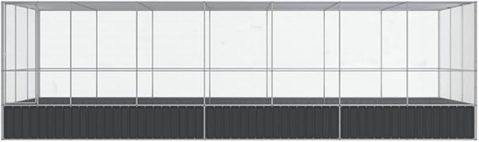 Large Metal Heavy Duty Walk-in Aviary Cage with Extension, Ample Activity Space Bird Cage with Lockable Door Also for Chickens and Rabbits, Silver 285.4"x120.9"x83.5" Steel,-525