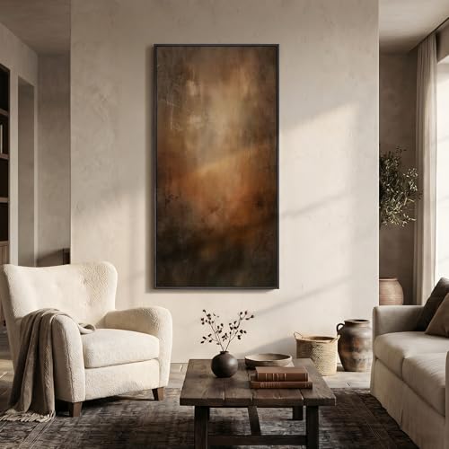 Large Framed Brown Moody Abstract Wall Art