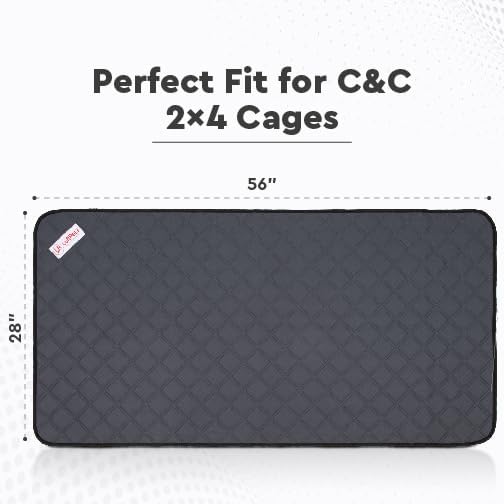 Washable Rabbit & Guinea Pig Cage Liner & Bedding for C&C 2x4 (57"x28"), 2 Pack, Easy to Clean Unlike Fleece, Waterproof, Absorbent, Non-Slip Pee Pad, Reusable Bunny Mat for Small Animals